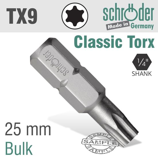 Torx Tx9 Classic Bit 25mm Bulk