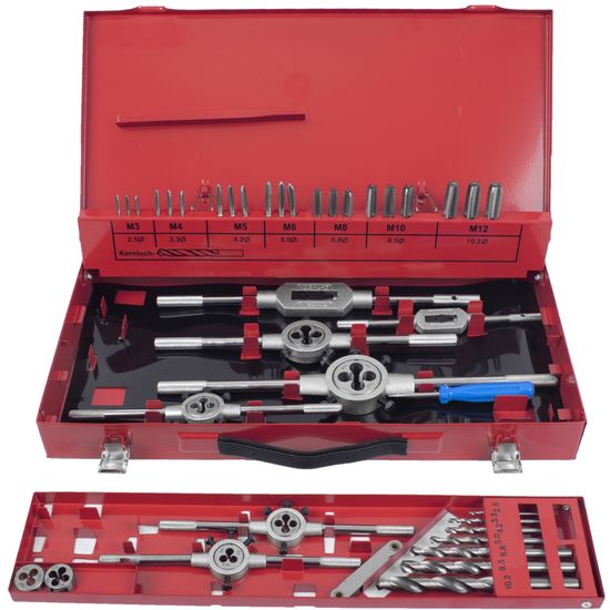 Tap And Die Set 44pce 3-12mm Hss In Metal Case