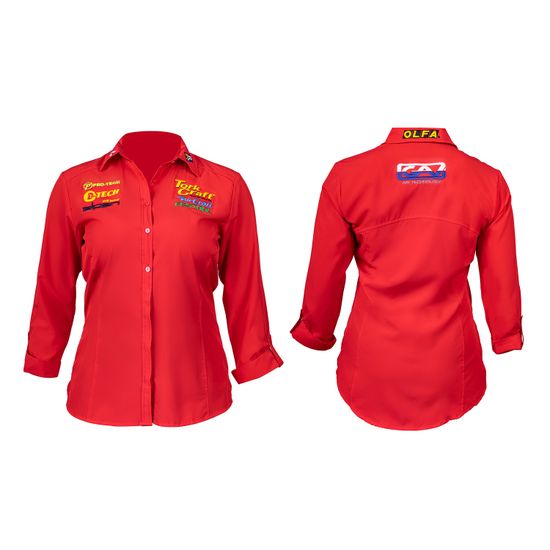 Ladies Red 3/4 Geneva Blouse X-large