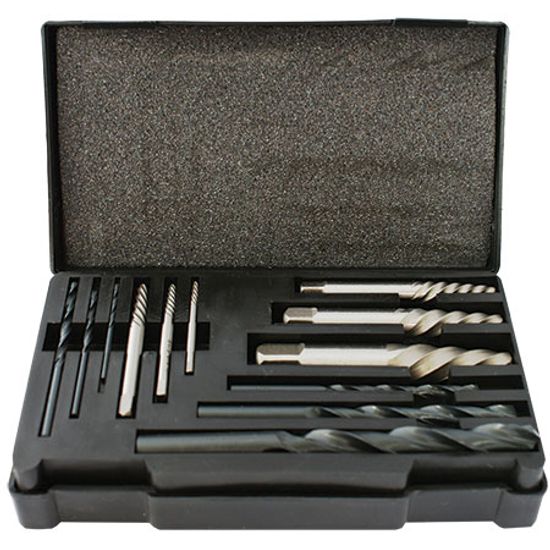 Screw Extractor Set 12 Pce With Drill Bits For M3 - M24 Screws / Studs