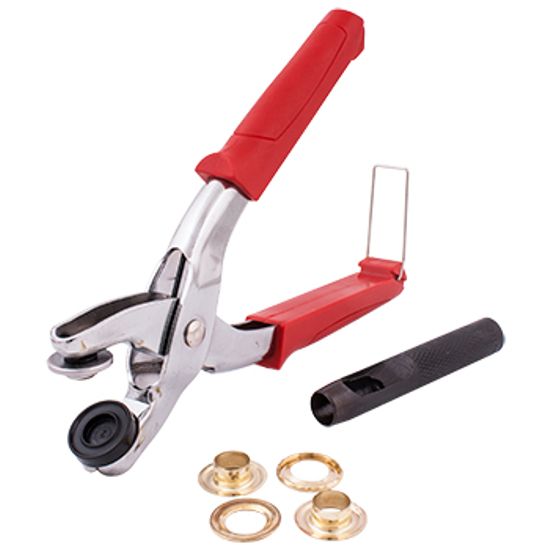 Grommet Setting Tool Kit C/w 10pc Eyelets 12mm