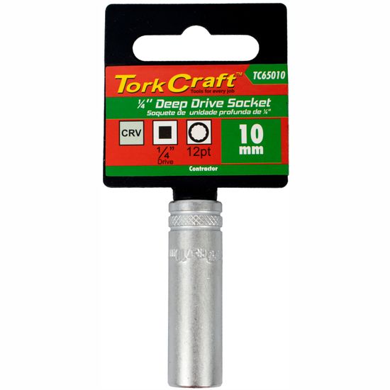 Socket 10mm 1/4' Dr Deep Socket Crv 12 Point