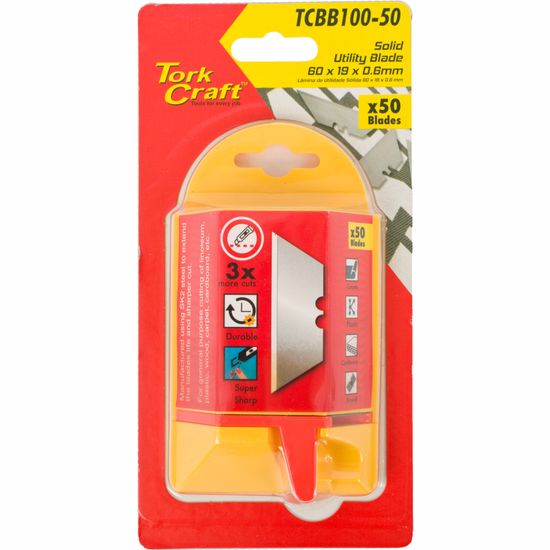 Utility Blade Solid 60mm X 19mm X 0.6mm 50pc Sk5