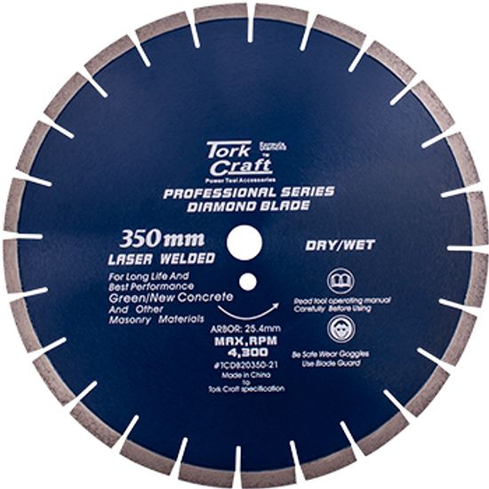 Diamond Blade 350x25.4mm Green / New Concrete Laser Welded Segmented