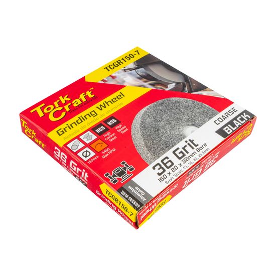 Grinding Wheel 150x20x32mm Black Coarse 36gr W/bushes For Bench Grin