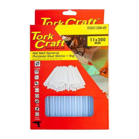 Glue Stick 11 X 200mm 52pc 1kg Hot Melt Gen. Purpose Eva 18000cps