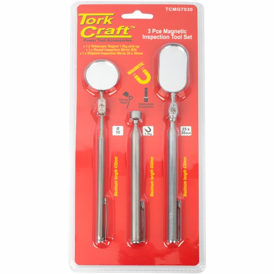 Magnetic Inspection Tool Set 3pc 2 X Insp. Mirror 1 X Pick Up
