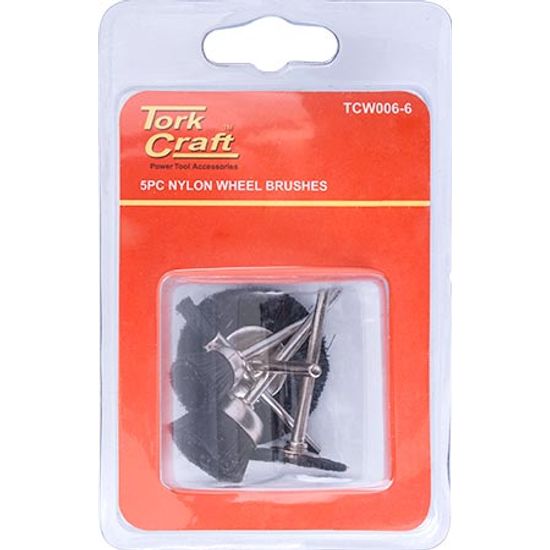 Wire Brushes Mini 5pc Nylon 3.2mm Shaft Assorted Shapes