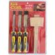 Chisel Set Wood 3 Piece Plus Wooden Mallet Blister